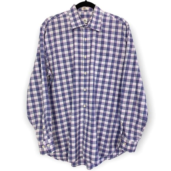 Peter Millar Men's Plaid Cotton Long Sleeve Button Down Dress Shirt, Large - Picture 7 of 9